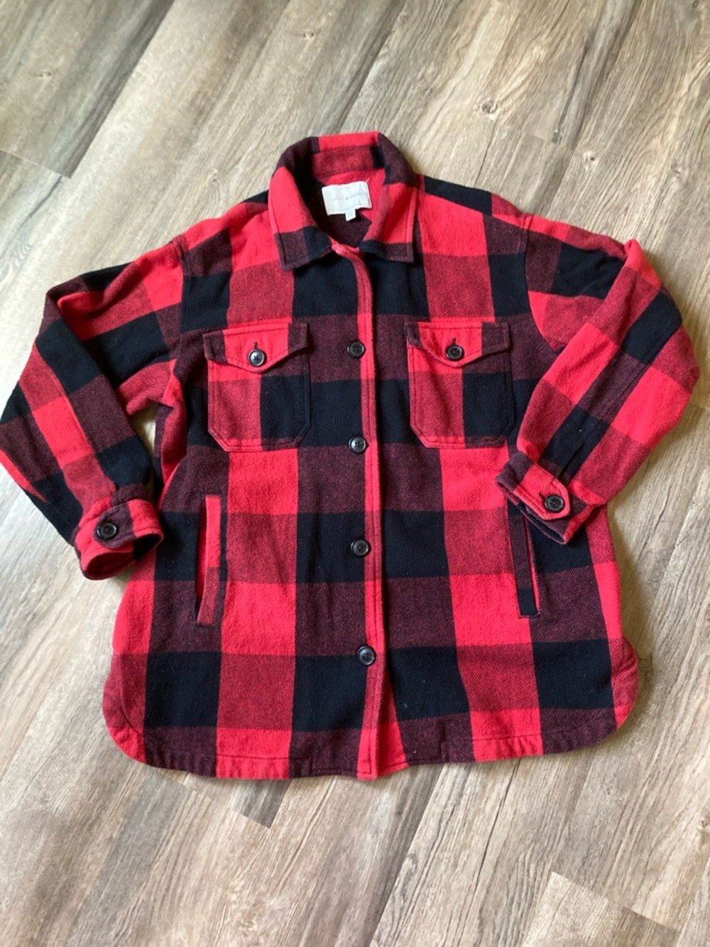 Lucky Brand Red and Black Buffalo Plaid Shirt Jacket